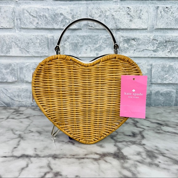 Kate Spade Love Shack Heart Wicker Crossbody Handbag - Picture 2 of 11